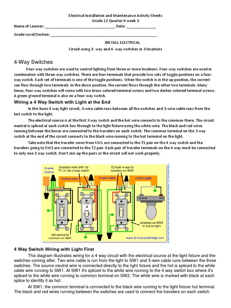 5th week grade 12 EIM activity sheets | PDF | Electrical Wiring | Switch