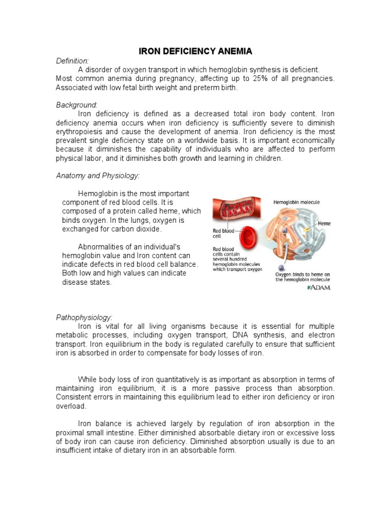 Iron Deficiency Anemia PDF Anemia Iron