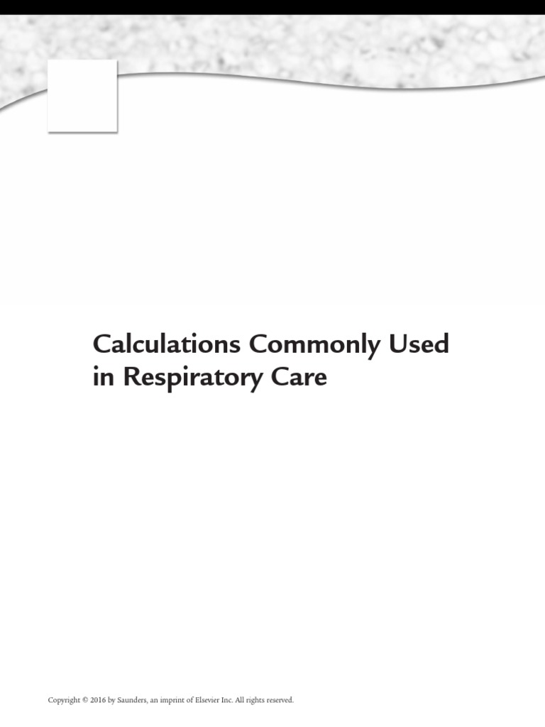 Calculations Commonly Used in Respiratory Care (Saunders) | PDF | Blood ...
