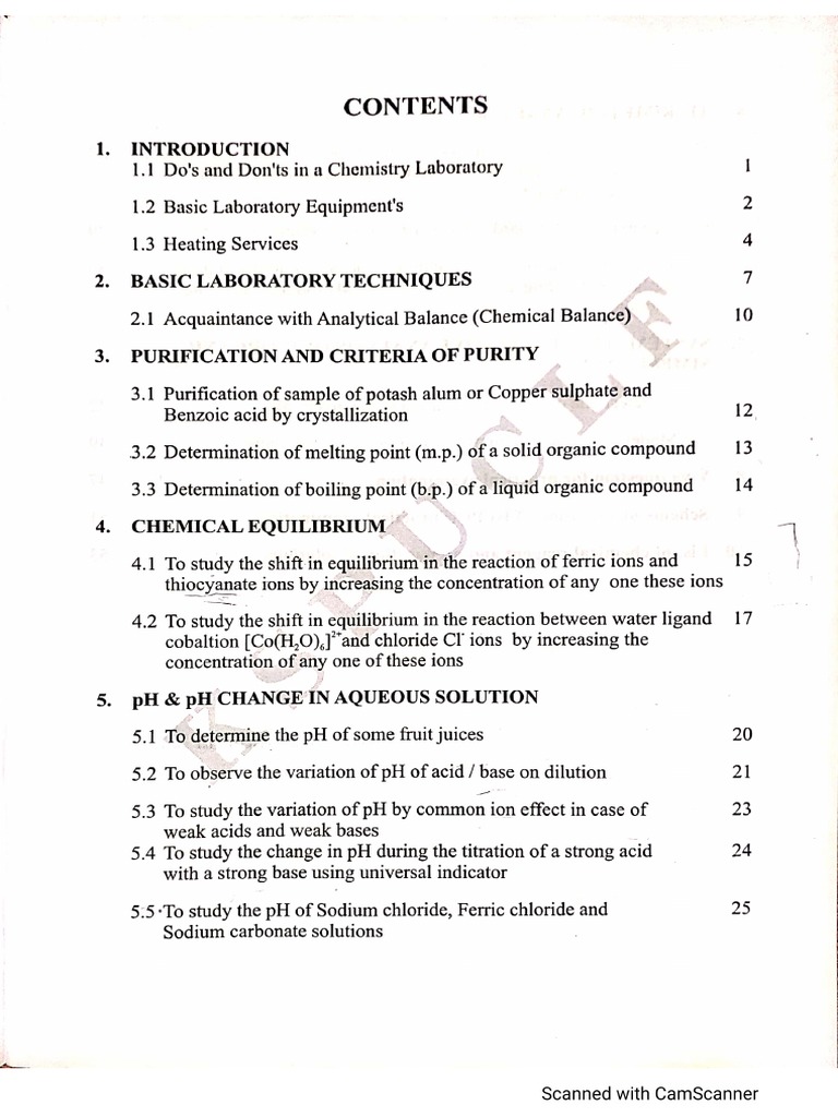 I PUC Chemistry Laboratory Work Book PDF