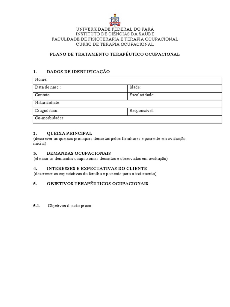 Modelo PLANO TERAPEUTICO | PDF
