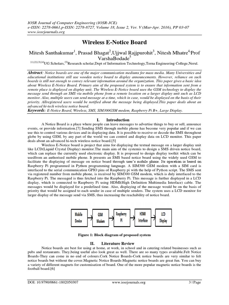 Wireless E Notice Board PDF Raspberry Pi Modem