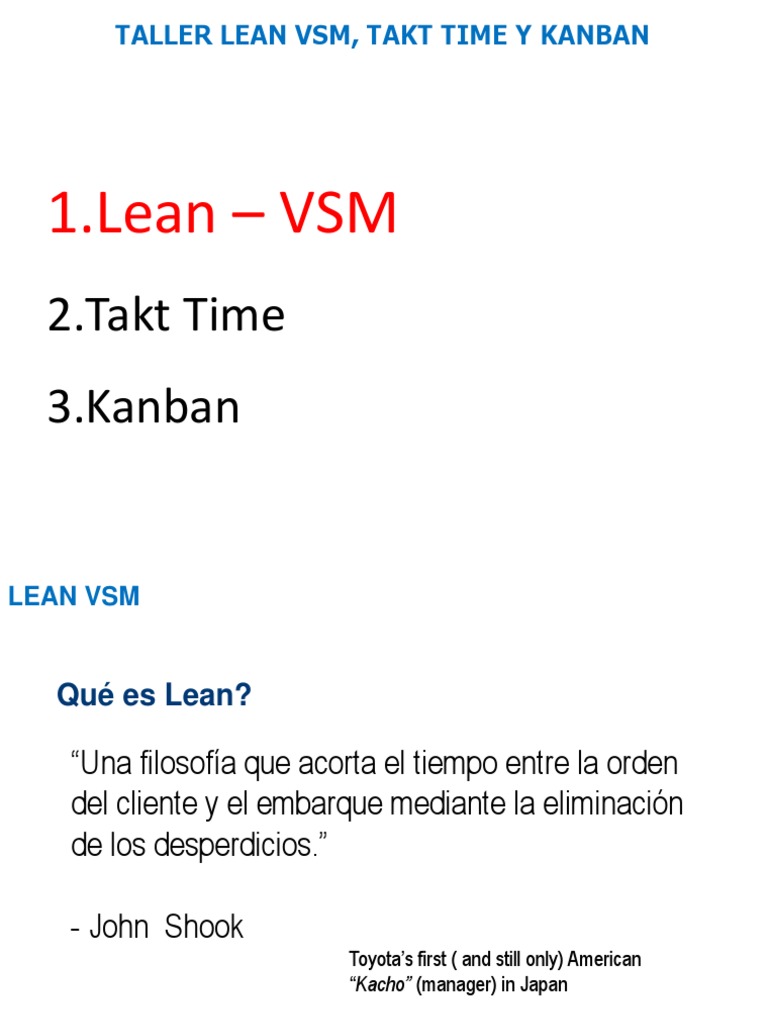 Lean VSM, Takt Time y Kanban | PDF | Lean Manufacturing | Negocios ...