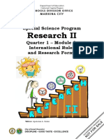 Research II: Special Science Program Quarter 1 - Module 3: International Rules and Research Forms