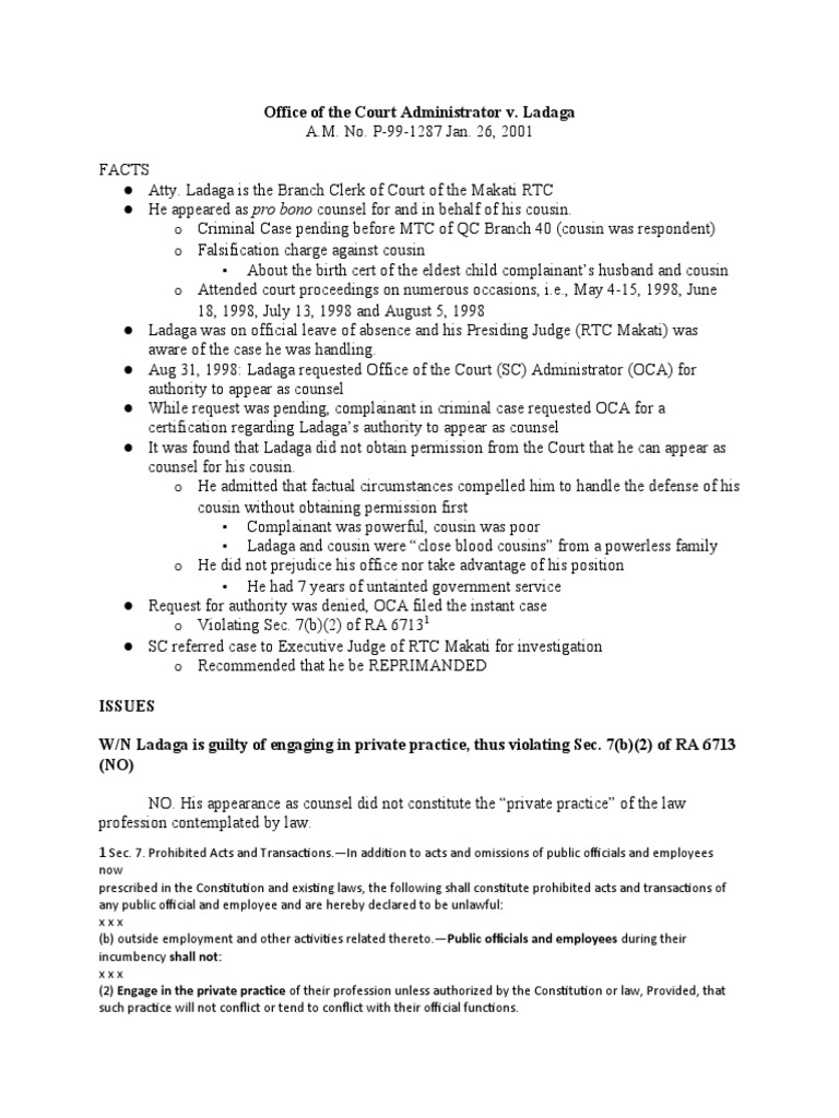 OCA v. Ladaga | PDF | Practice Of Law | Public Law