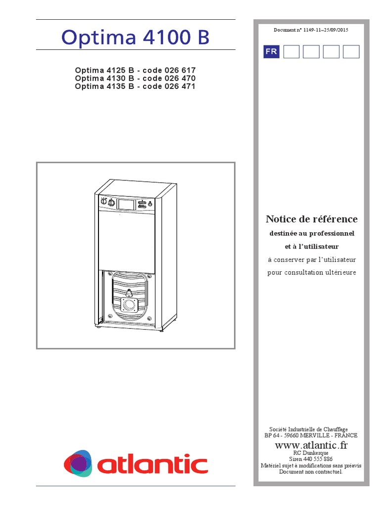 Notice Chaudière Atlantic Optima 4100 PDF Chaudière — free download