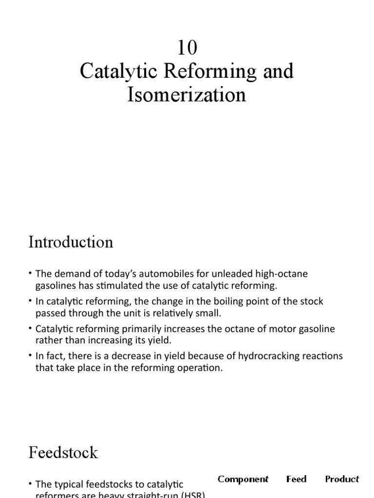 Catalytic Reforming & Isomerization Guide | PDF | Cracking (Chemistry ...