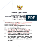 SAMBUTAN BUPATI KARIMUN HUT RI KE-77 - 1,5 Spasi PDF