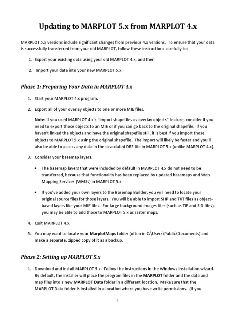 MARPLOT 5.x Upgrade Instructions | PDF | Computer File | Utility Software