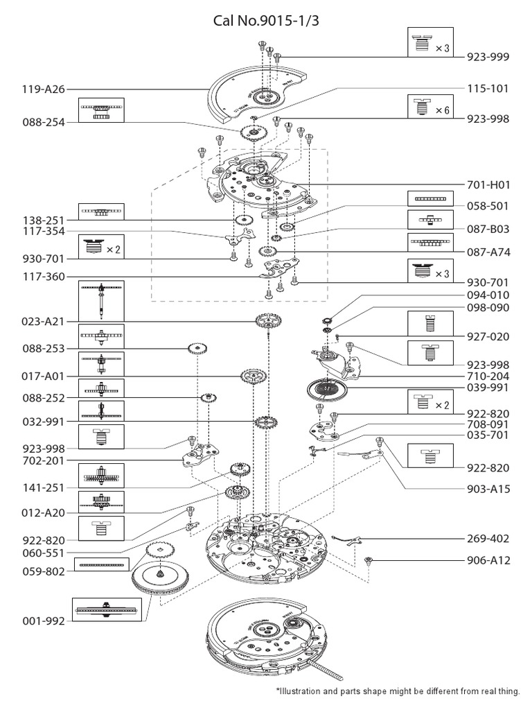 Miyota 9015 Parts and Service Guide | PDF | Equipment | Tools