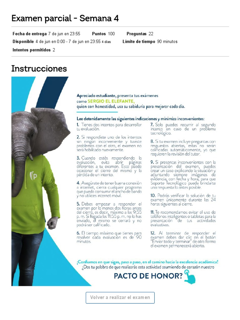 Examen Parcial de Inglés - Semana 4 | PDF