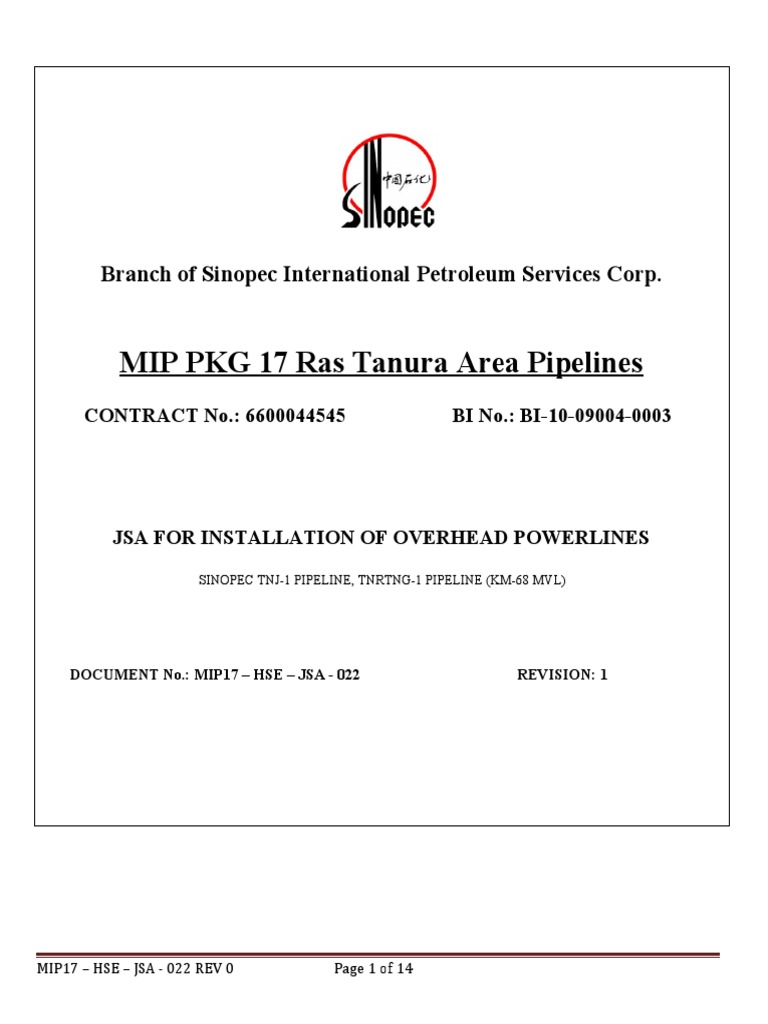 MIP17HSEJSA022 For Installation of Overhead Powerlines 2022 Rev.1
