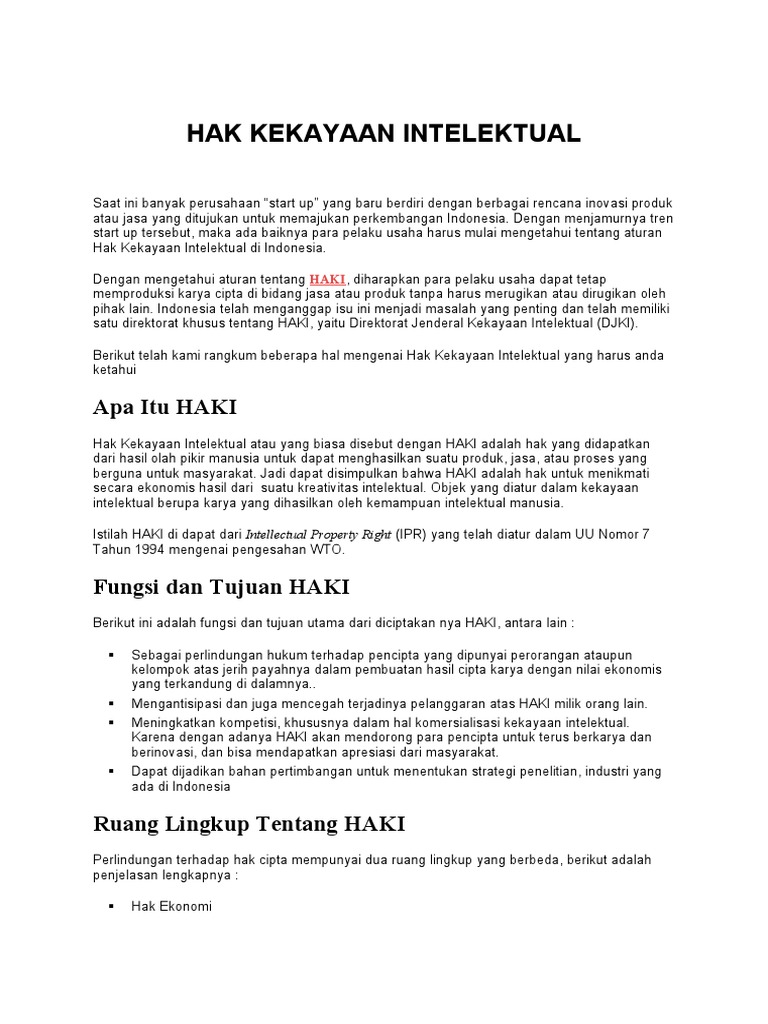Prinsip ekonomi dalam sistem Hak Kekayaan Intelektual