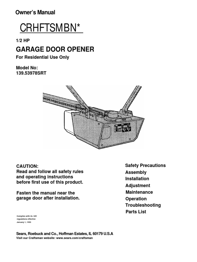 Craftman CRHFTSMBN Manual | PDF | Screw | Door