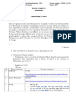 Université de Langues Et D'études Internationales - UNH Département de Français Classe: 19F1 Examen Partiel (60 Minutes)