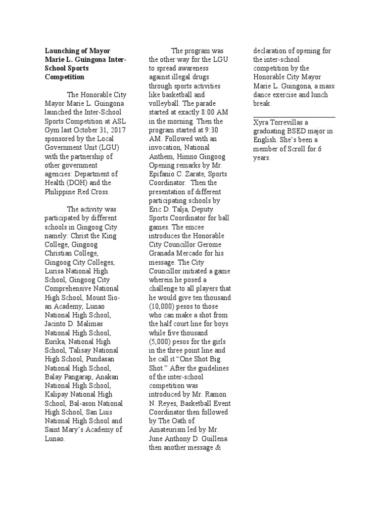 Inter School Sport Competition Pdf Ball Games Sports