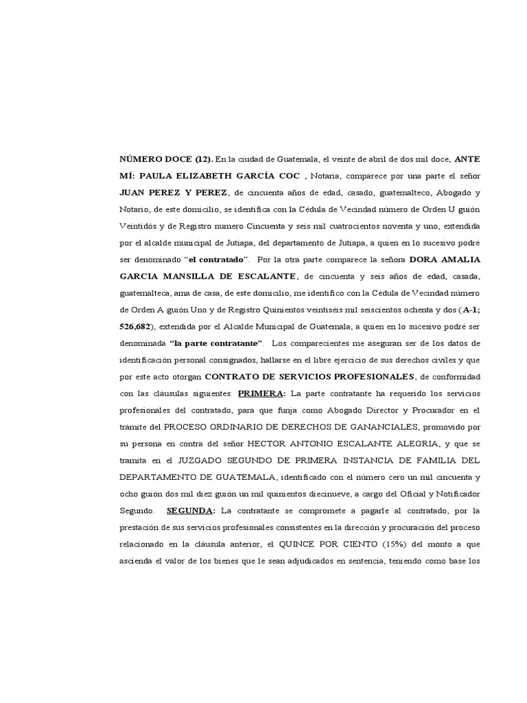 Contrato de Servicios Profesionales | PDF | Guatemala | Justicia