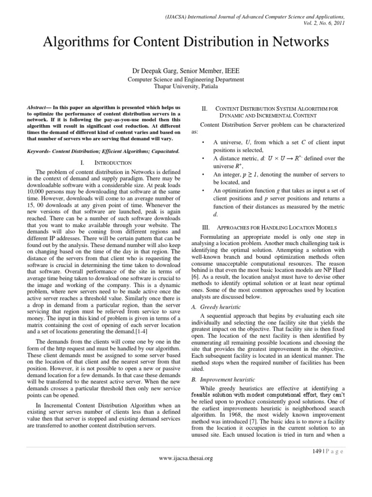 Algorithms For Content Distribution in Networks | PDF | Mathematical ...