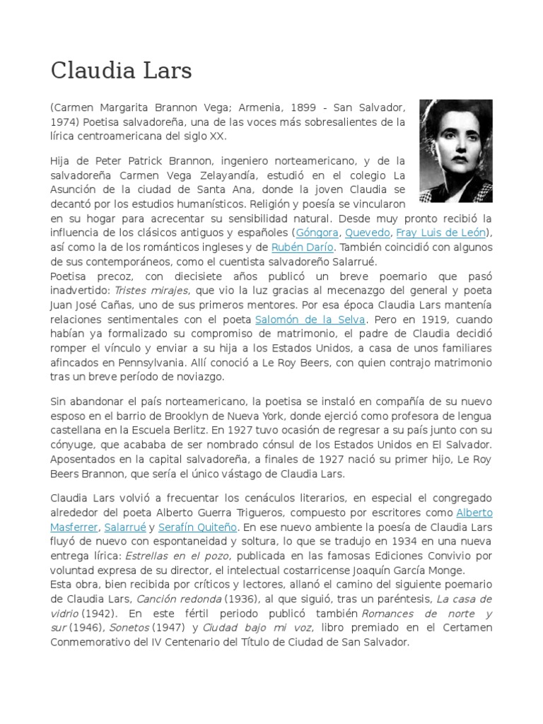 Biografía de Claudia Lars | PDF | Literatura en español