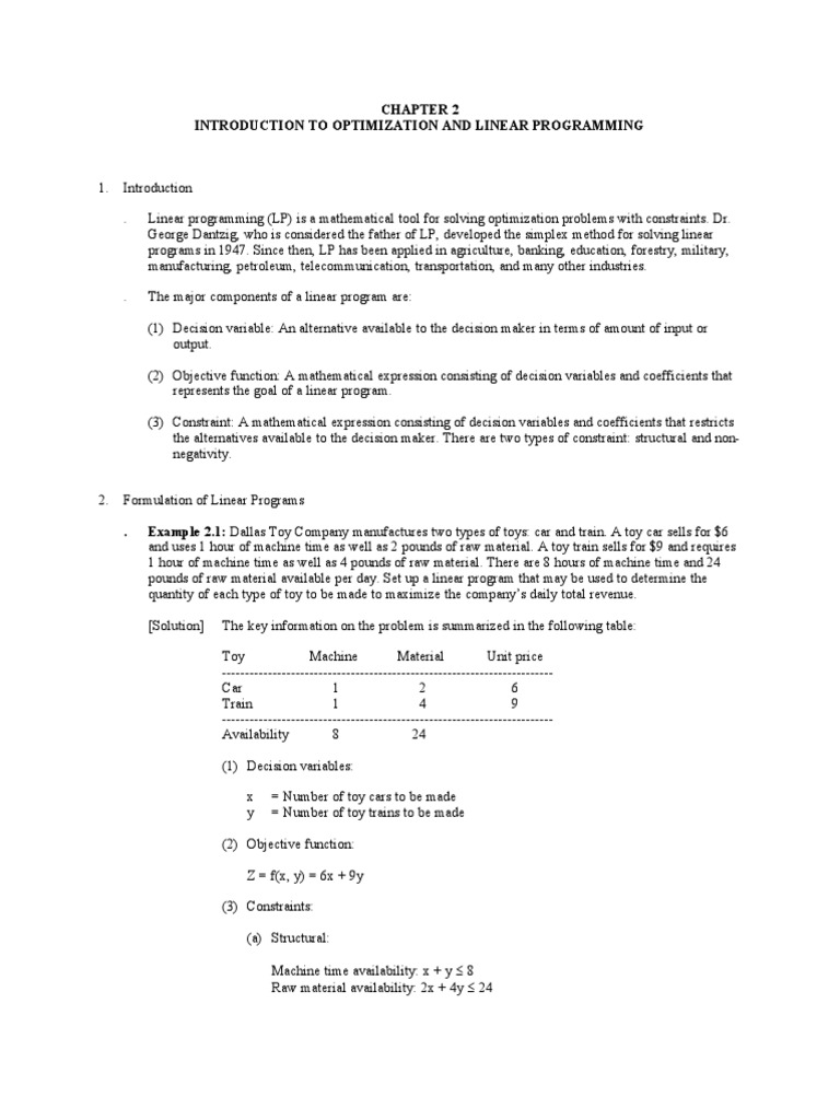 Chapter 2-3 Optimization and Linear Programming | PDF | Linear ...