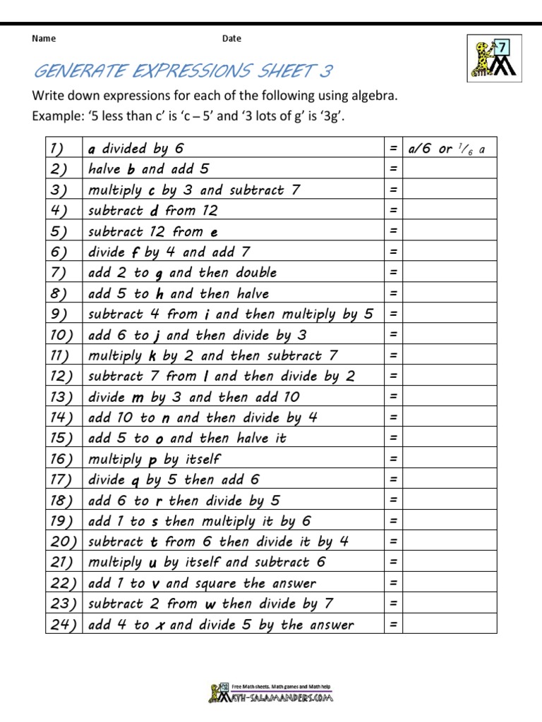 Generate Expressions 3 | PDF | Mathematics | Arithmetic
