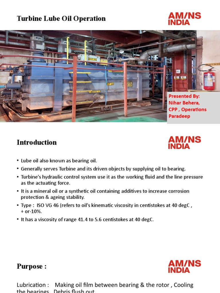 Turbine Lube Oil Operation PDF Lubricant Bearing (Mechanical)