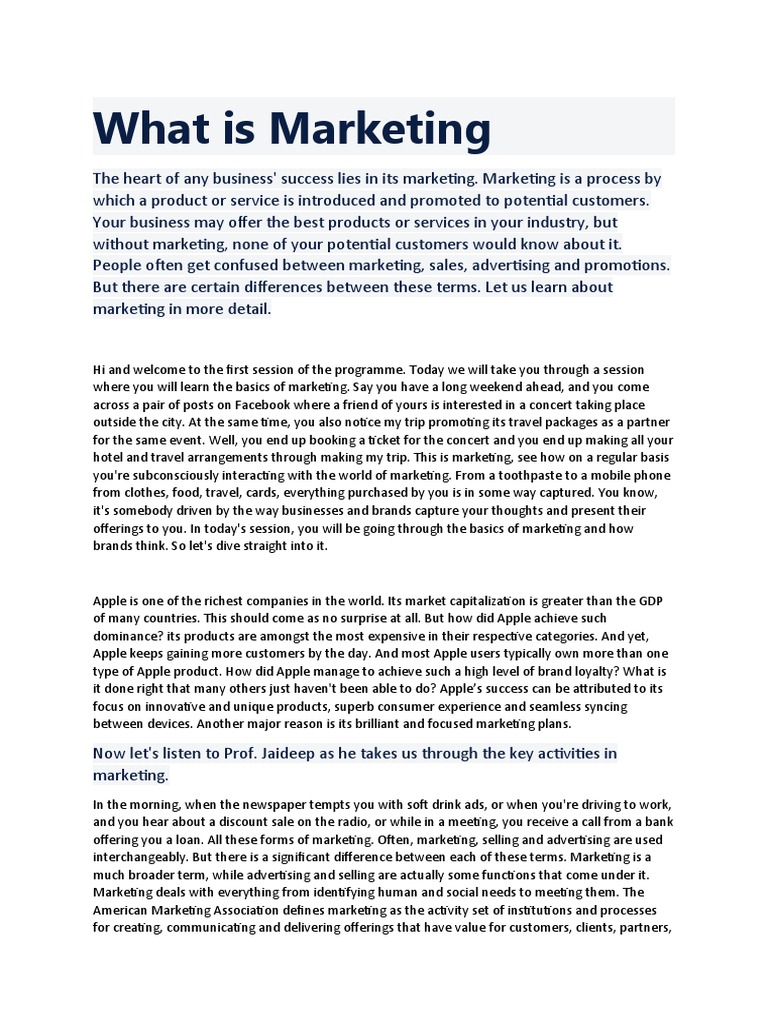 What Is Marketing PDF Marketing Advertising