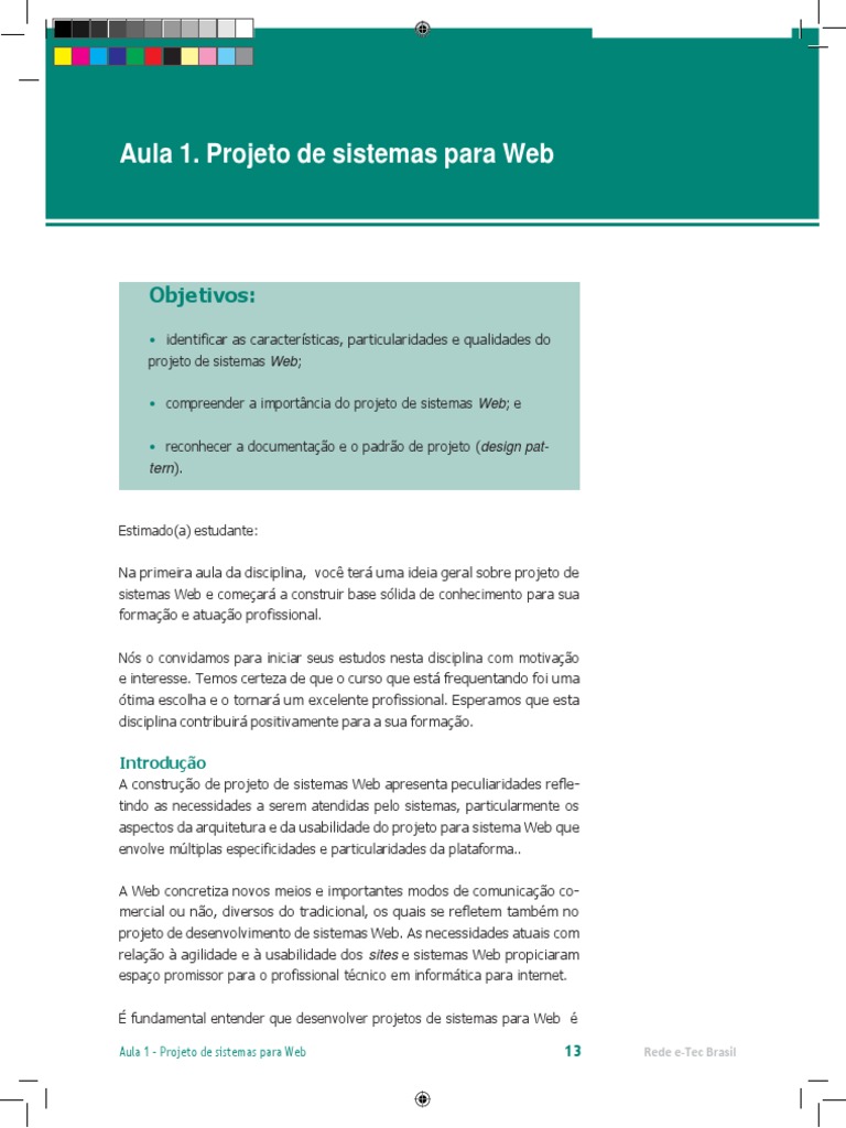 AULA 1 - Projeto de Sistemas para Web | PDF | Rede mundial de ...