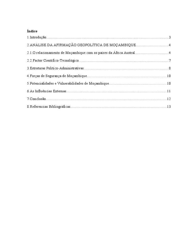 Analise da aformacao geopolitica de mocambique pdf mo ambique