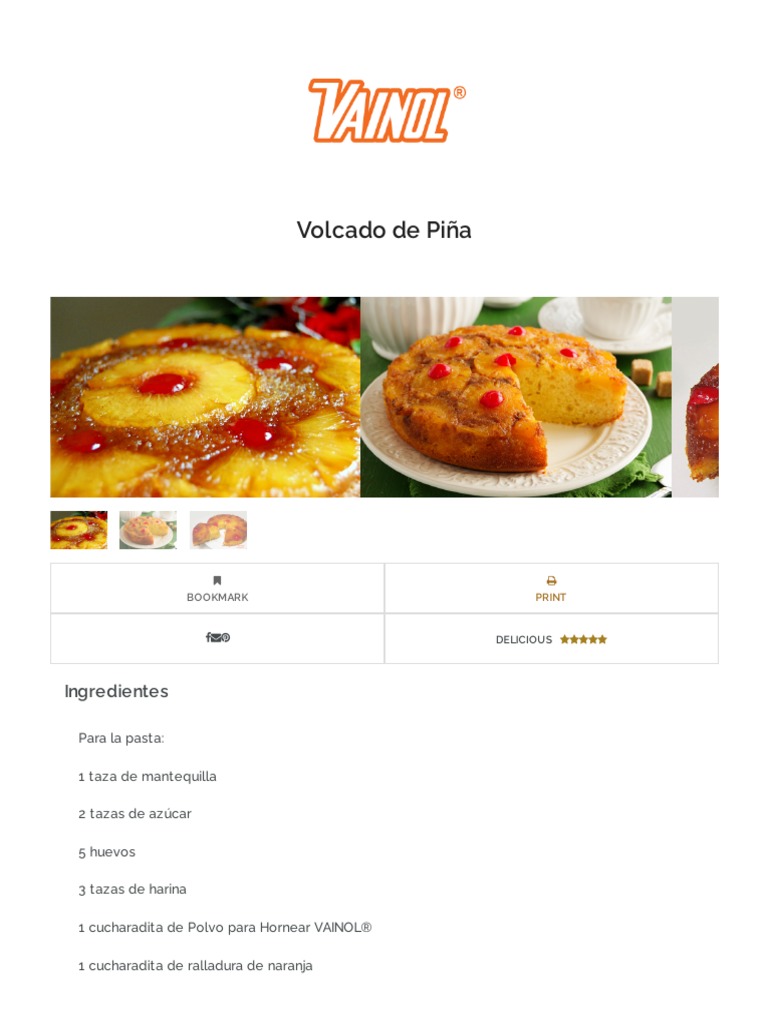 Receta de Volteado de Piña VAINOL | PDF