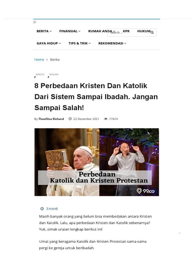 Denominasi Utama Agama Kristen dan Perbedaan Ajaran