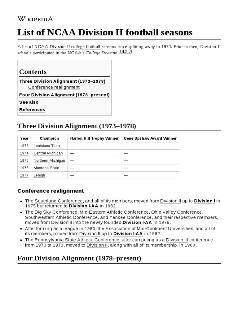 List of NCAA Division II Football Seasons PDF Minnesota National