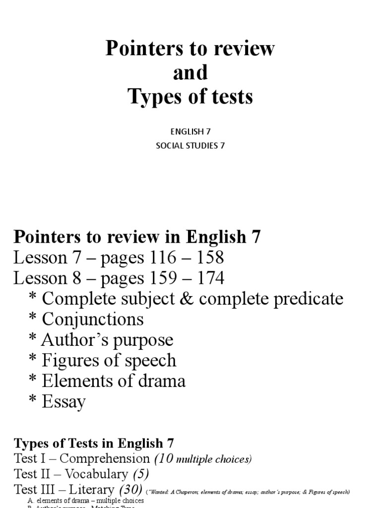 English & Social Studies 7 Test Guide | PDF