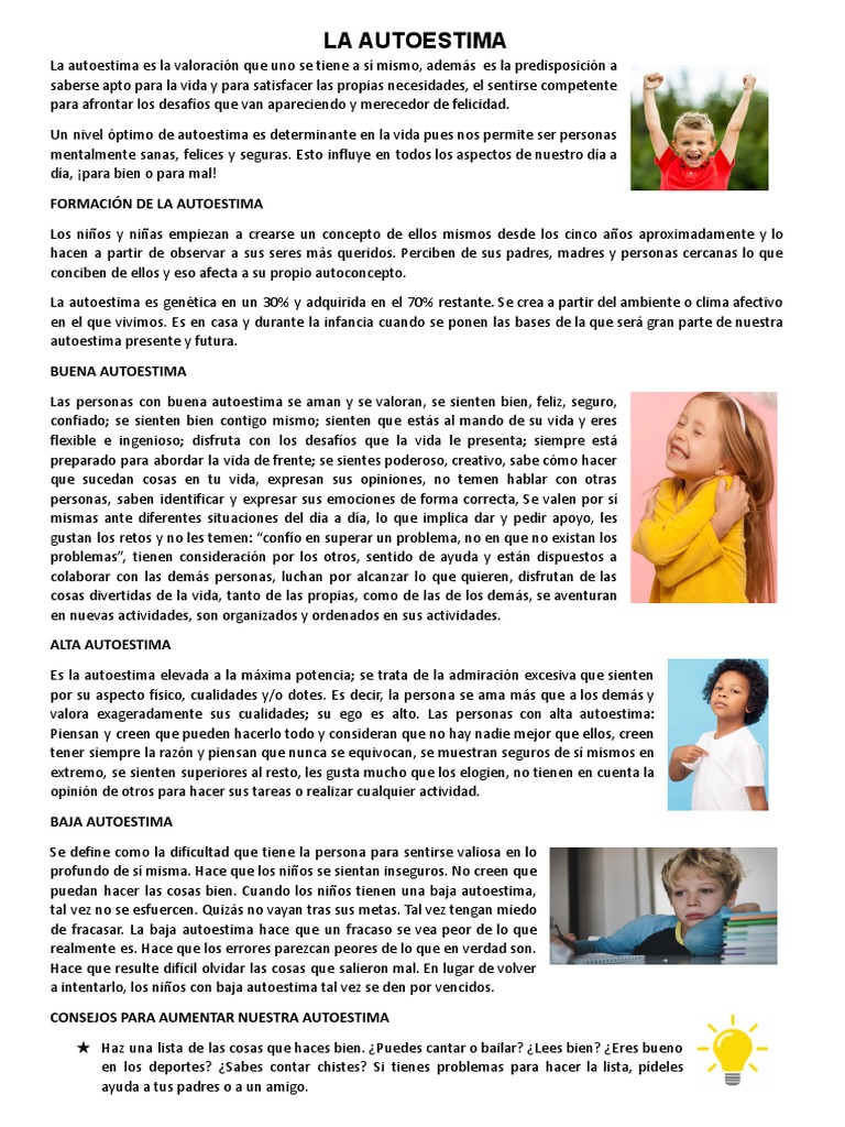 Fomentando la Autoestima en Niños | PDF | Autoestima | Felicidad