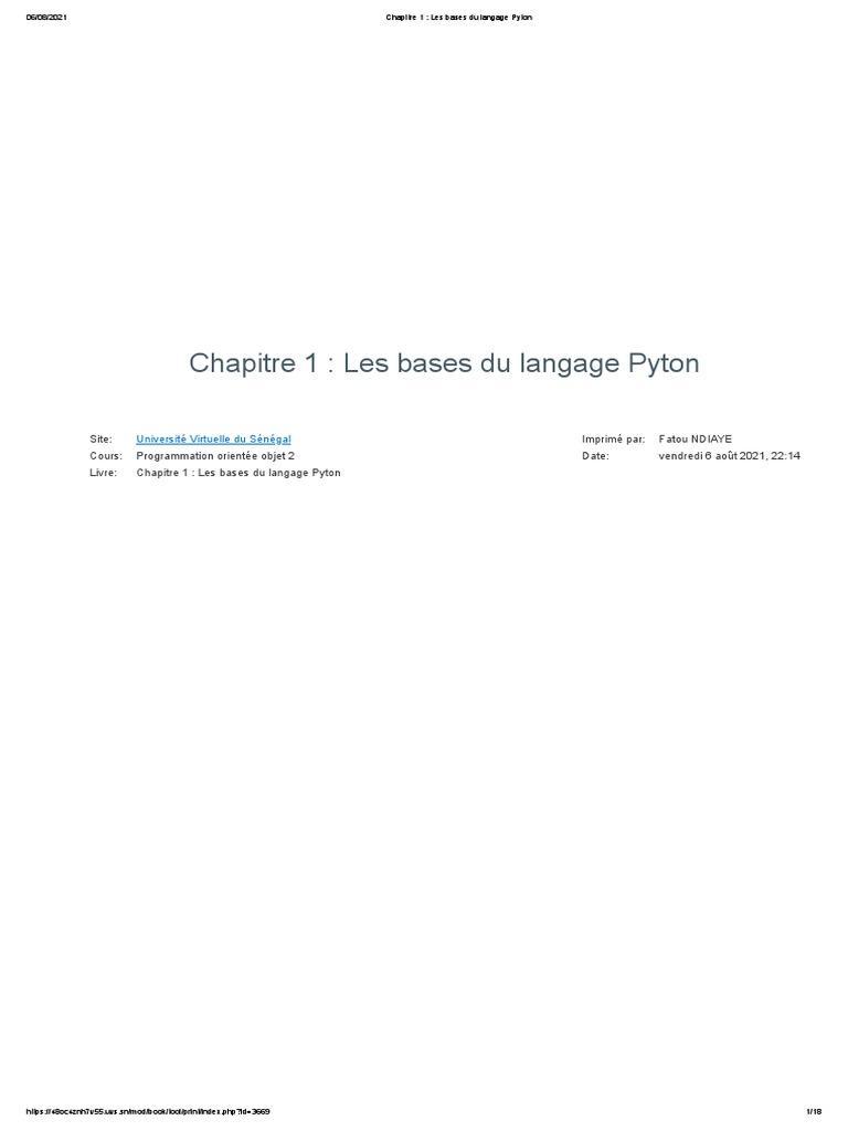 Introduction au langage Python | PDF | Python (Langage de programmation ...