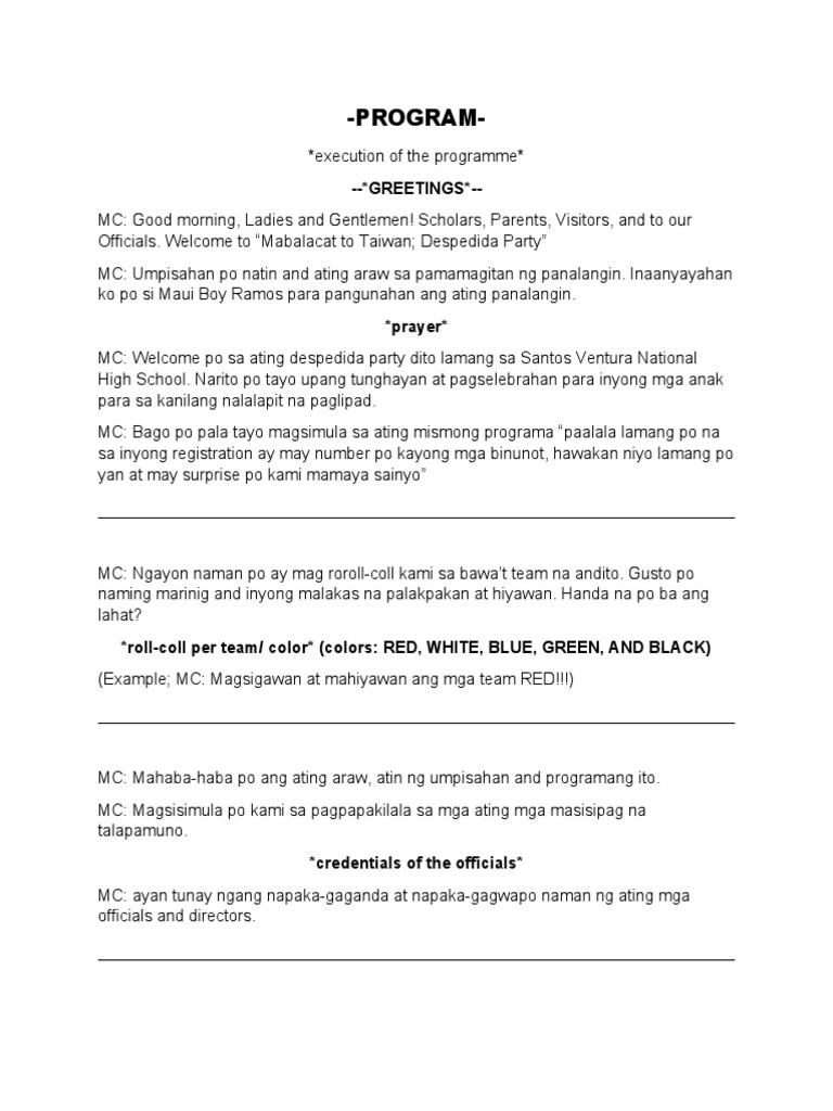 Script or Guide of The Program | PDF