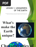 LESSON 1 Uniqueness of The Earth