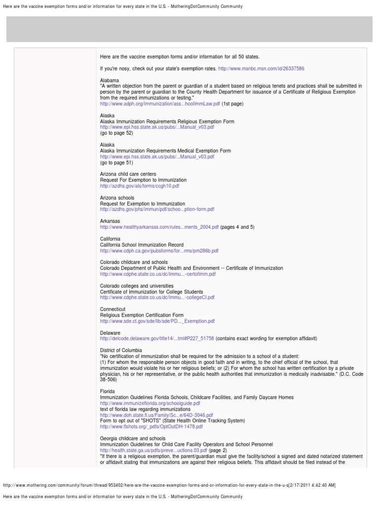 Vaccine Exemption Forms | PDF | Day Care | Legal Guardian
