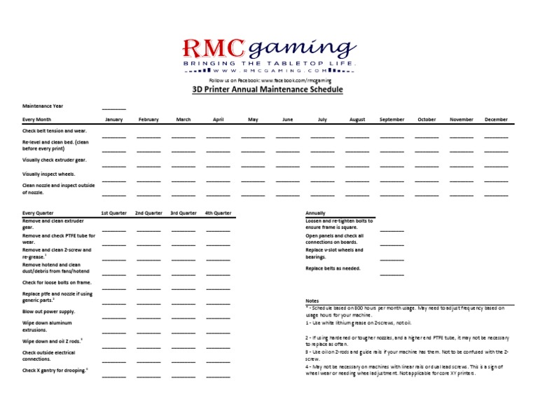 Printer Maintenance Checklist PDF Equipment Machines