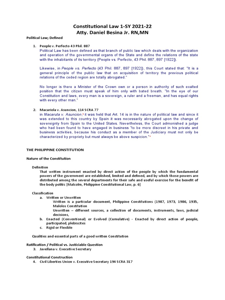 Philippine Constitutional Law Overview | PDF | Commission On Elections ...