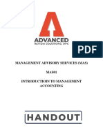Management Advisory Services (Mas) MAS01 Introductioin To Management Accounting