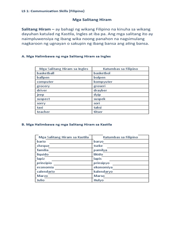 LS1 COMMUNICATION SKILLS FILIPINO ANSWER KEY QUARTER 1 visual data 2