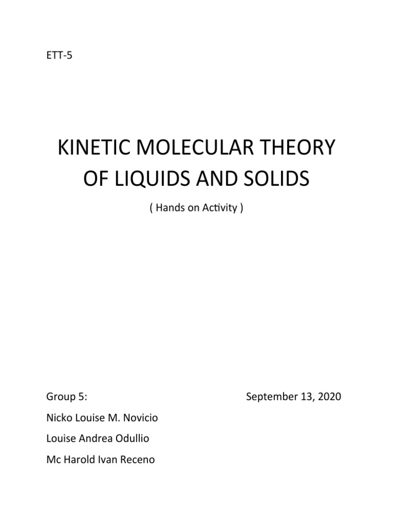 Kinetic Molecular Theory of Liquids Experiment | PDF | Chemical ...