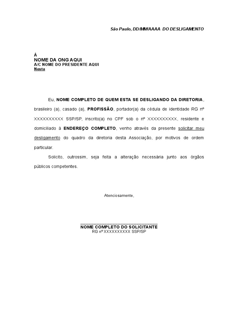 Carta De Desligamento Clube Apple Jack x