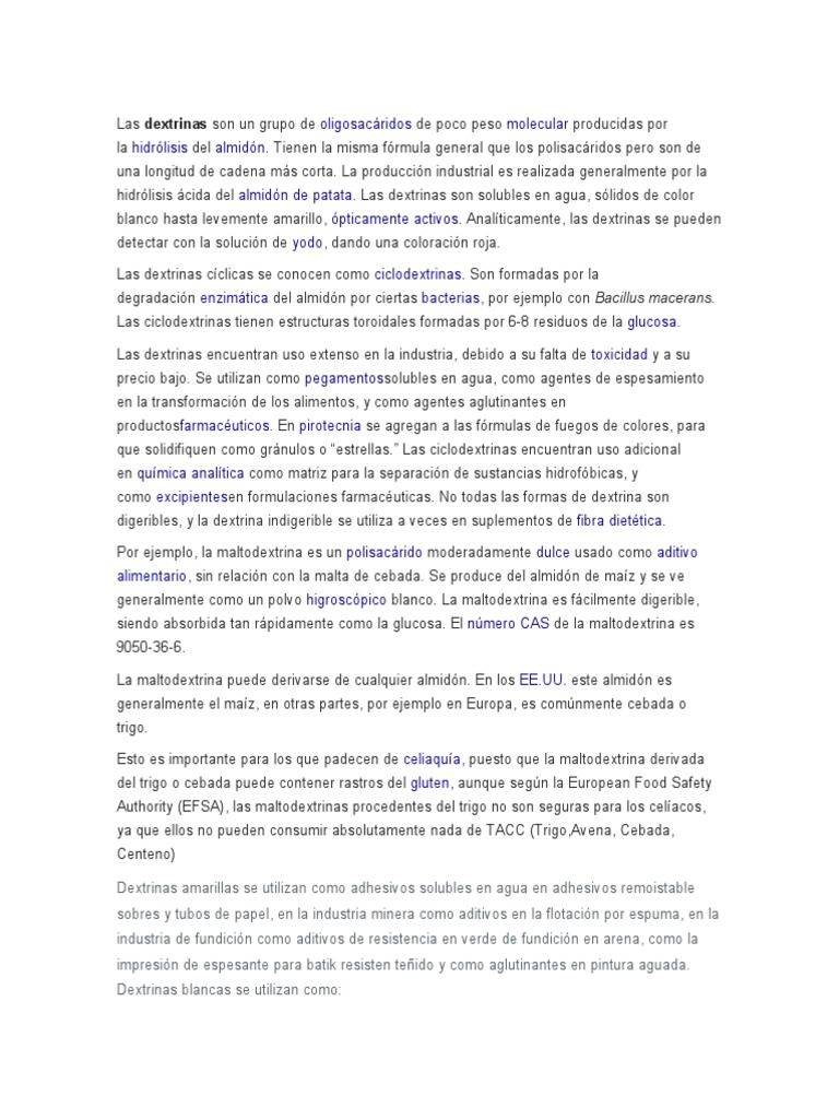 Dextrina | PDF | Nutrición | Dieta y nutrición