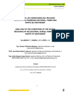 Análisis de Las Condiciones Del Recurso Hidrico en La Quebrada Escorial, Pamplona Norte de Santander