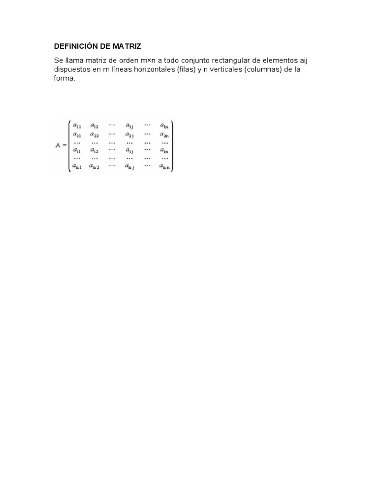 Definición y Orden de Matrices | PDF | Métodos y materiales de enseñanza