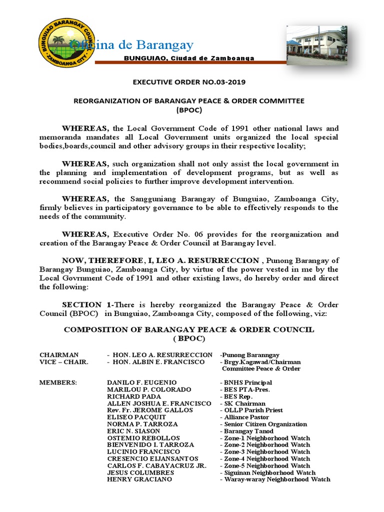 Executive Order BPOC PDF Government Justice