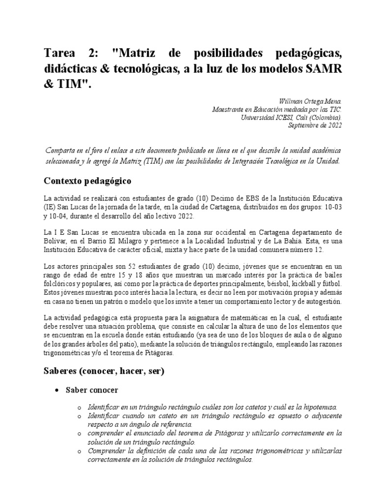 Matriz TIM Willman Ortega V01 | PDF | Funciones trigonométricas | Triángulo