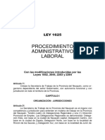 Procedimiento Administrativo Laboral Neuquén - Ley 1625